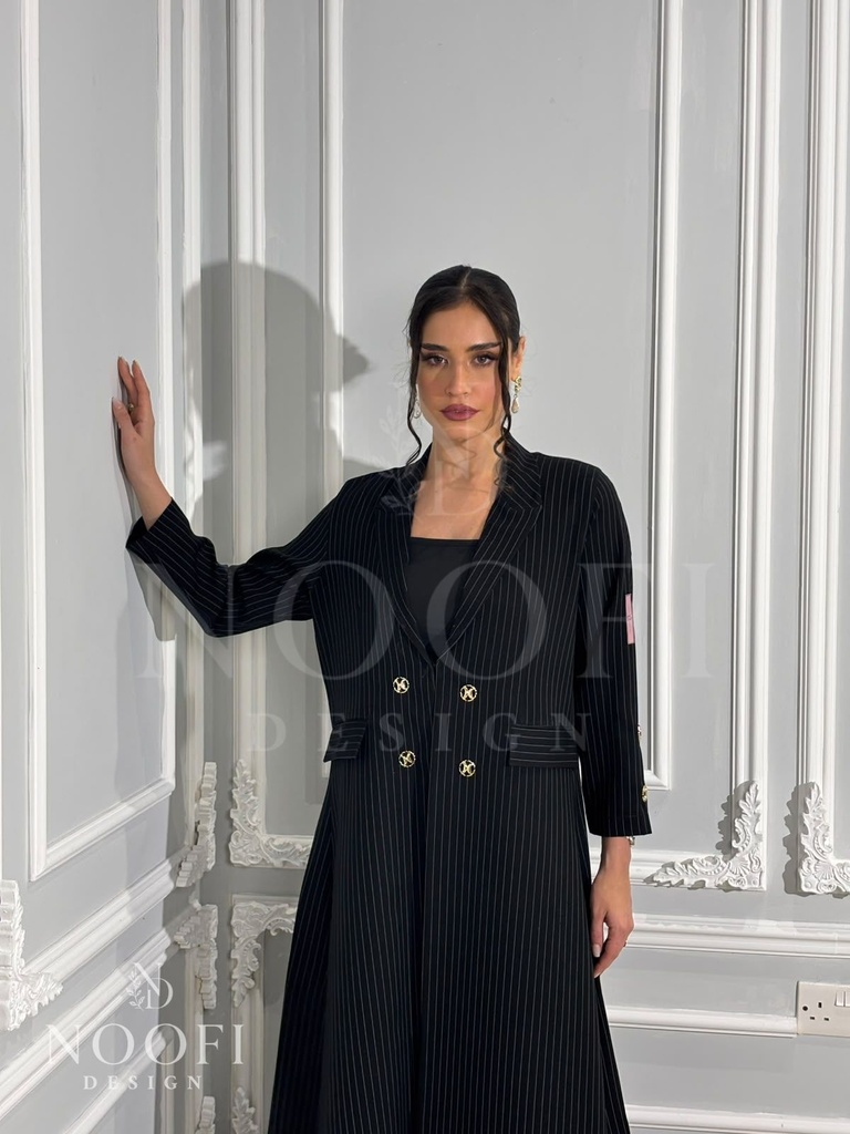 Black pinstripe coat Abaya