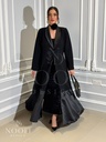 Black satin flounce Abaya
