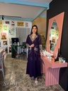 Dark purple leopard trim Abaya