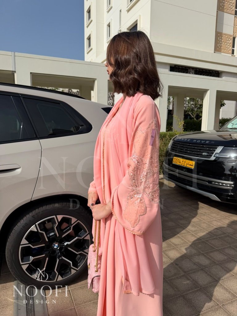 Light pink embroidered Abaya